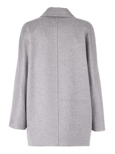 Max Mara Sheere Double-breasted Peacoat In Gray