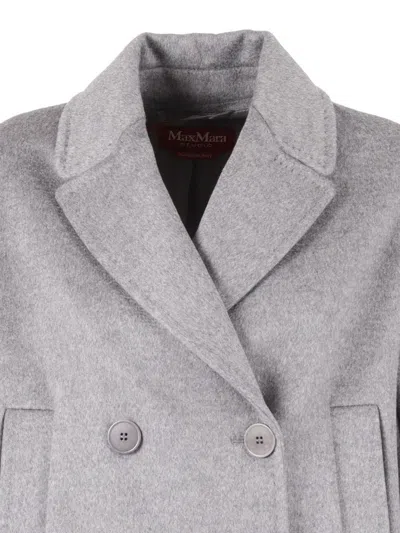 Max Mara Sheere Double-breasted Peacoat In Gray