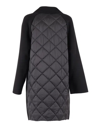 Weekend Max Mara Quilted Wool Double-breasted Coat In Black