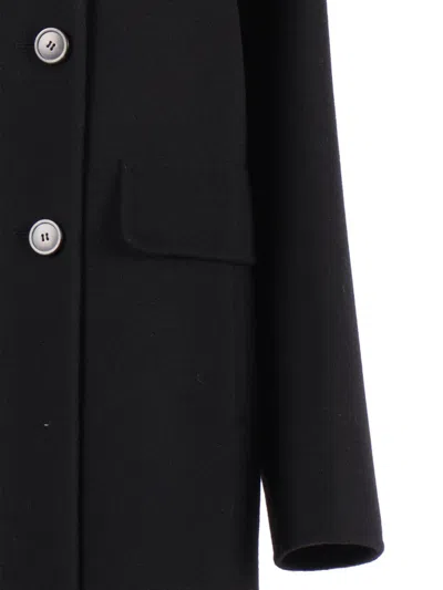 Weekend Max Mara Quilted Wool Double-breasted Coat In Black