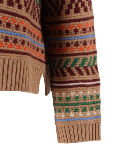 Weekend Max Mara Festoso Multicolor Stitched Jacquard Knit Sweater In Multi