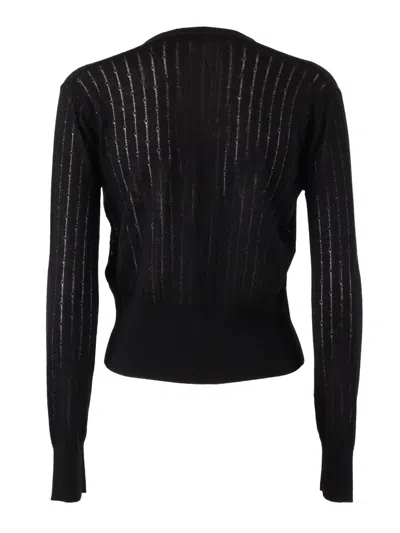 Max Mara Studio Nogara Wool And Silk Cardigan With Sequins In Black