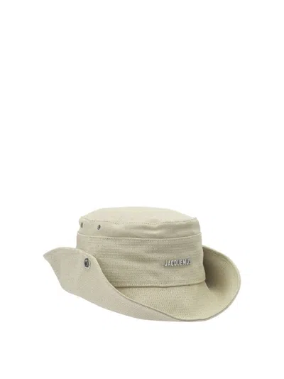 Jacquemus De-nimes Bucket Hat With Logo In Neutral