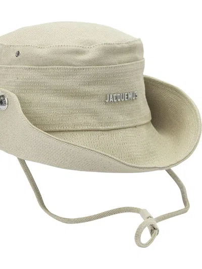 Jacquemus De-nimes Bucket Hat With Logo In Neutral