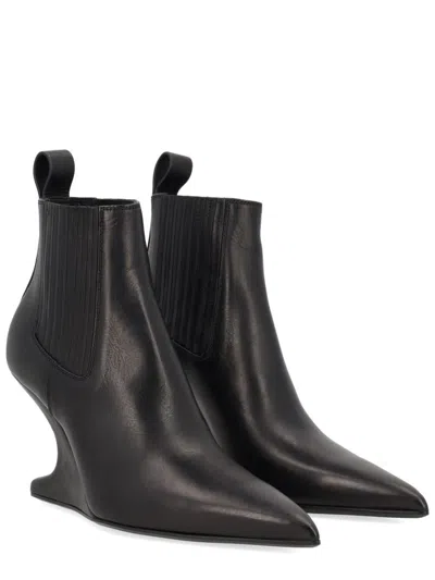 Rick Owens Ankle Boot With Pointed Toe And Sculptural Heel In Black