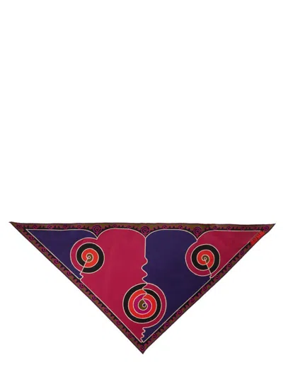 Pucci Triangle Scarf Featuring Bold Pattern In Red