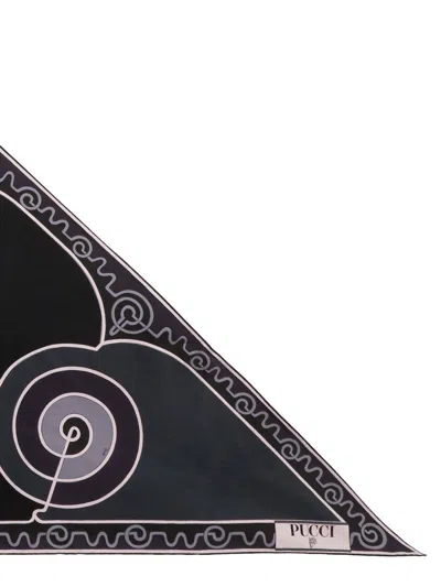 Pucci Triangle Scarf Abstract Pattern Design In Black
