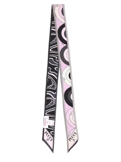 Pucci Multicolor Double Face Printed Bandana Scarf In Pink