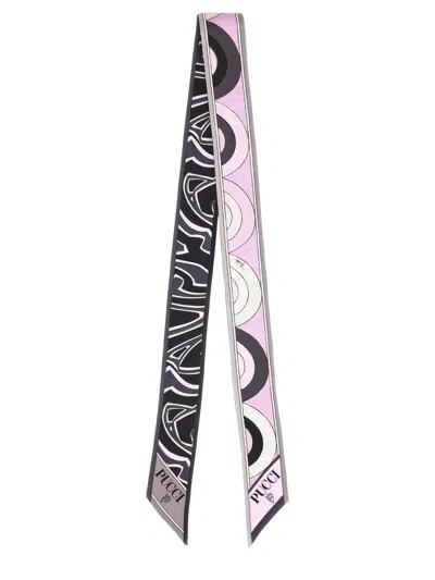 Pucci Multicolor Double Face Printed Bandana Scarf In Pink