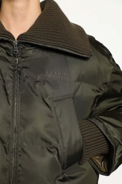 Gucci Puffer-jacke Aus Feinem Nylongabardine In Green