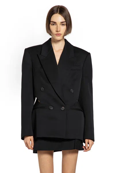 Givenchy Double-breasted Slashed Jacket In Wool In Black