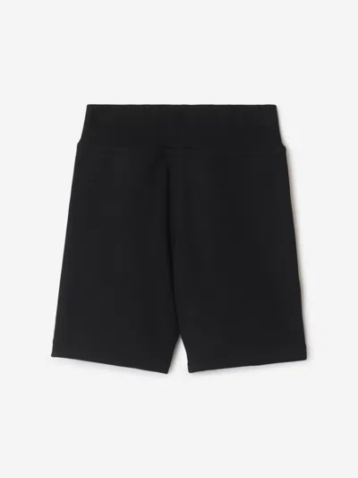 Burberry Cotton Shorts With Check Trims For Kids In Black
