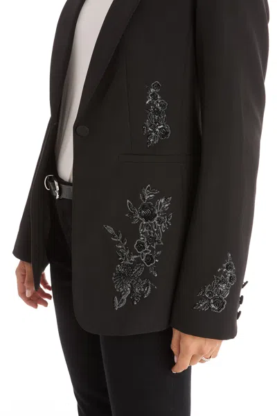 The Noli Shop London Floral Sequin Blazer In Black