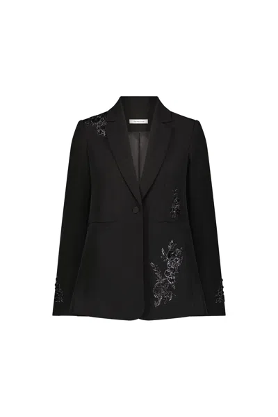 The Noli Shop London Floral Sequin Blazer In Black