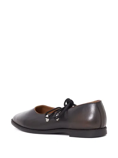 Mfpen Lace-up Leather Ballet Flats In Brown