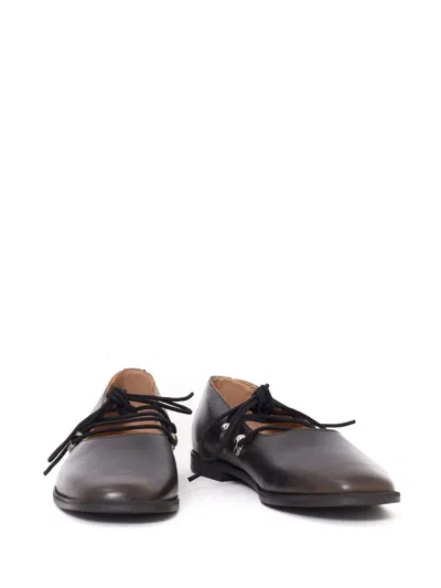 Mfpen Lace-up Leather Ballet Flats In Brown