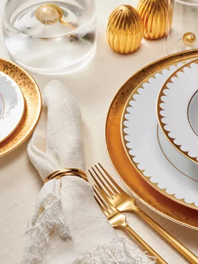 L'objet Aegean Filet Gold Dessert Plate In Gold/white