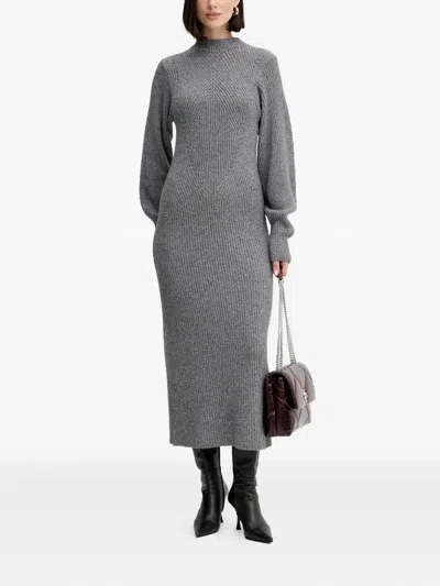 Twinset Ribbed-knit Dress In Gray