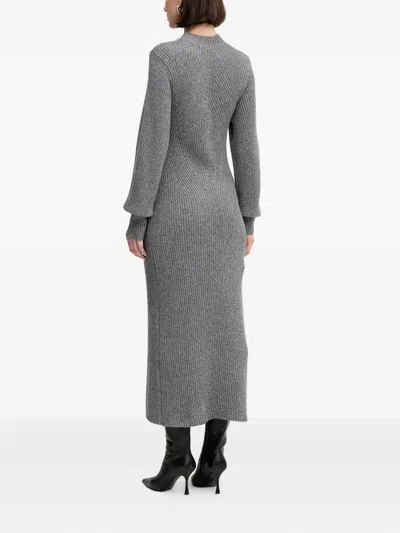 Twinset Ribbed-knit Dress In Gray