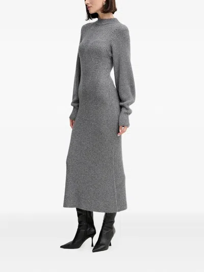 Twinset Ribbed-knit Dress In Gray