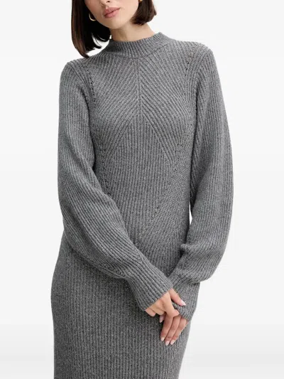 Twinset Ribbed-knit Dress In Gray