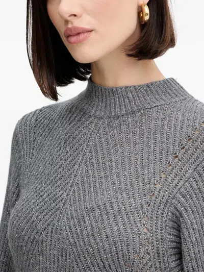 Twinset Ribbed-knit Dress In Gray