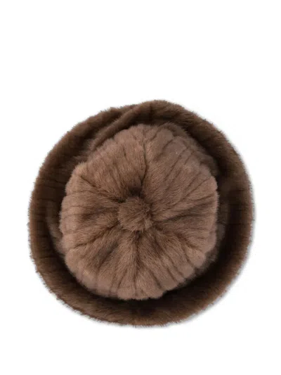 Kangol Debossed-stripe Hat In Brown