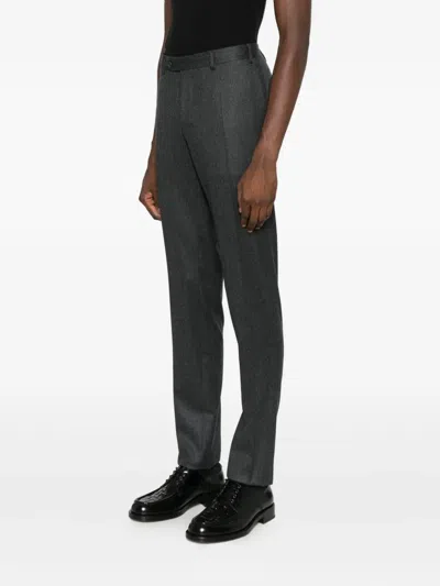 Canali Pressed-crease Trousers In Black