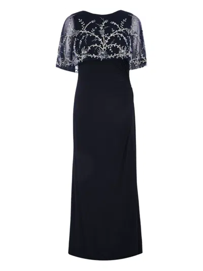 Mac Duggal 2257 Long Formal Cape Evening Mother Of The Bride Dress In Blue