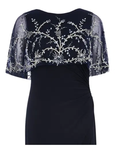 Mac Duggal 2257 Long Formal Cape Evening Mother Of The Bride Dress In Blue