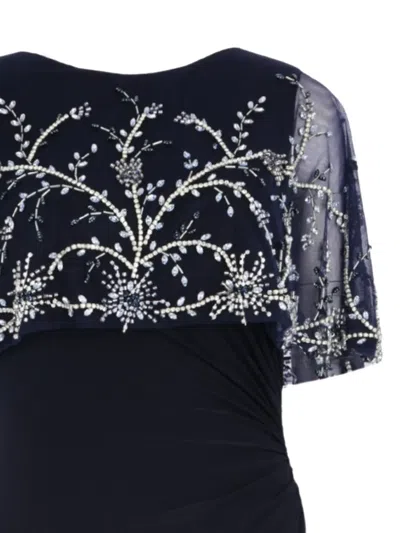 Mac Duggal 2257 Long Formal Cape Evening Mother Of The Bride Dress In Blue