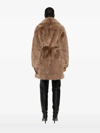 Mackage Kacela Faux-fur Wrap Coat In Brown