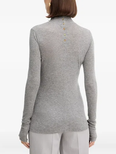 Elisabetta Franchi Buttoned Roll-neck Knitwear In Gray