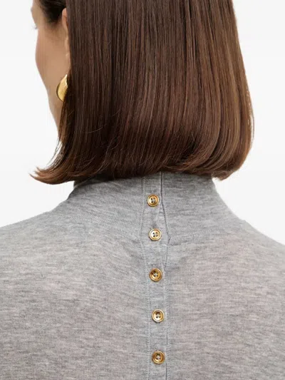 Elisabetta Franchi Buttoned Roll-neck Knitwear In Gray