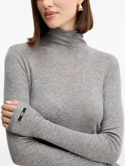 Elisabetta Franchi Buttoned Roll-neck Knitwear In Gray