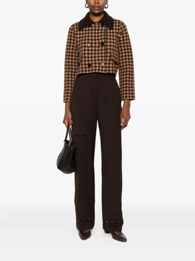 双排扣格纹夹克