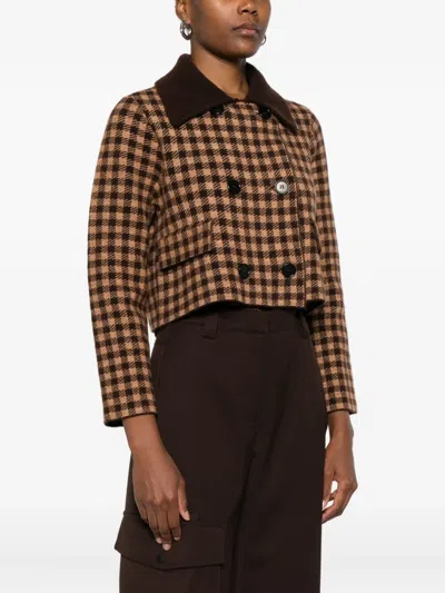 双排扣格纹夹克