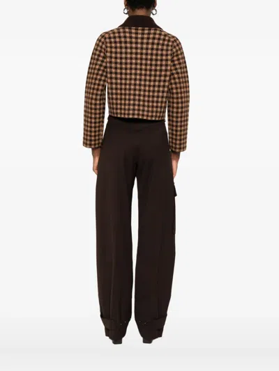 双排扣格纹夹克