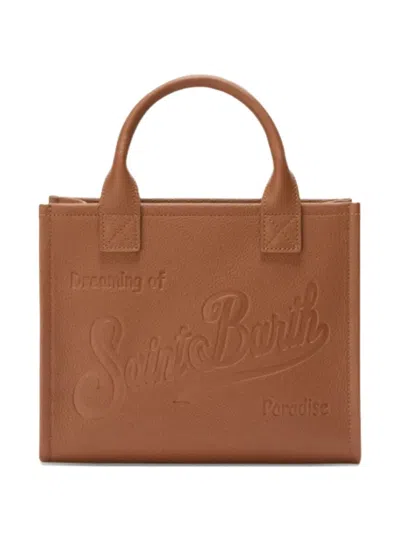 Mc2 Saint Barth Mini Vanity Embossed Top Handle Tote Bag In Brown