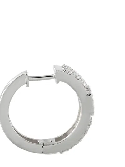 Pre-owned Lb Exclusive 18k White Gold Diamond Hoop Earrings In Silver