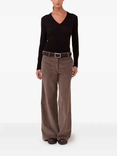 Fedeli Corduroy Button Fastening Trousers In Brown