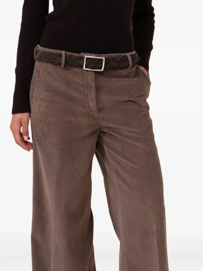 Fedeli Corduroy Button Fastening Trousers In Brown
