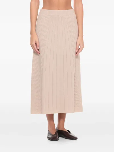 D Exterior Beige Cashmere And Wool Midi Skirt In Neutral