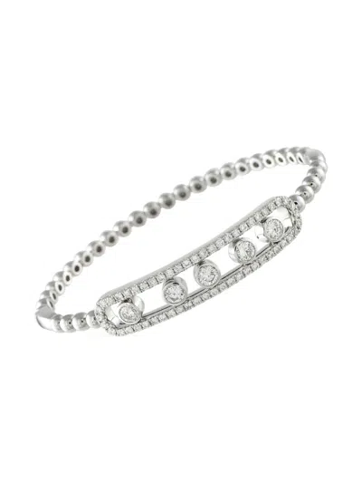 Pre-owned Lb Exclusive 14k White Gold Diamond Bracelet In Silver