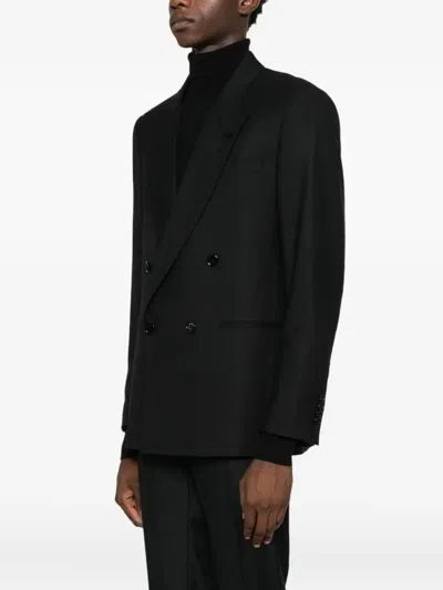 Lardini Double-breasted Blazer In Black