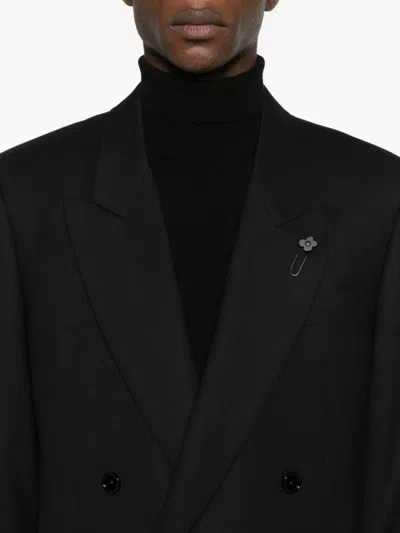 Lardini Double-breasted Blazer In Black