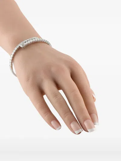 Pre-owned Lb Exclusive 18k White Gold Diamond Bangle In Silver