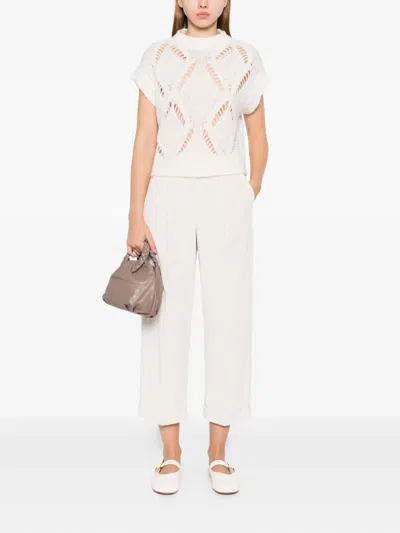 Antonelli Diamond Pattern Knitted Sweater In Neutral