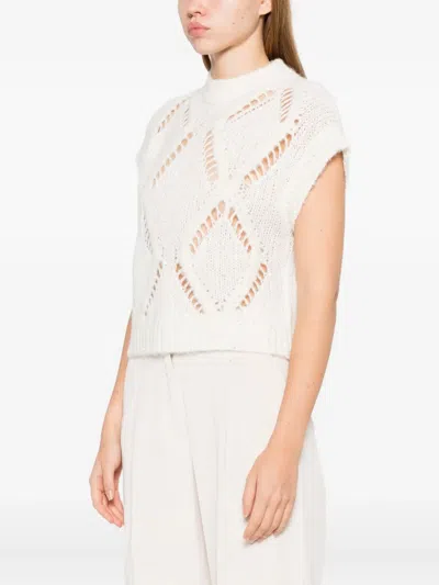 Antonelli Diamond Pattern Knitted Sweater In Neutral
