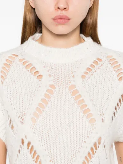 Antonelli Diamond Pattern Knitted Sweater In Neutral